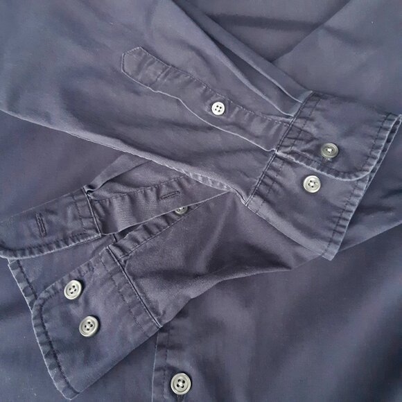 GAP Stretch SZ L Navy Blue Cotton Men's Button Up Shirt - Picture 3 of 11